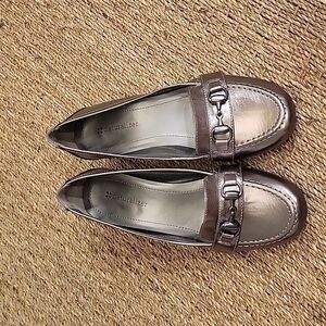 Naturalizer silver shoes loafers, slight heel.  Size is 7 M.